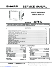 Sharp 20F540 XFlat Service Manual