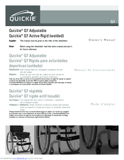 Quickie Q7 Adjustable Owner's Manual