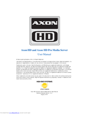 High End Systems Axon HD User Manual