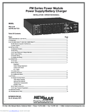 NewMar PM-12-70 Installation & Operation Manual