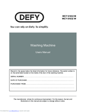 Defy WCY 61032 M User Manual