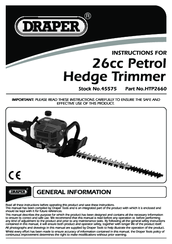 Draper HTP2660 Instructions For Use And Service Manual