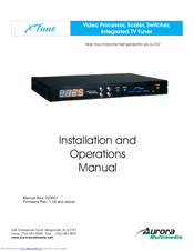 Aurora Multimedia Xtune Installation And Operation Manual