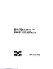 Emulex Performance 2501 Hardware Installation Manual