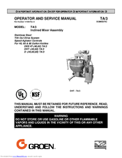 Groen TA/3 Operator's And Service Manual