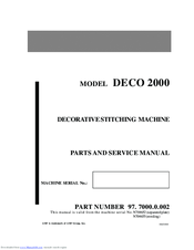 Amf DECO 2000 Parts And Service Manual