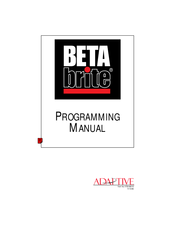 Adaptive Micro Systems Beta Brite Programming Manual