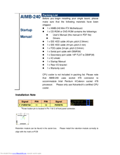 Advantech AIMB-240 Series Startup Manual