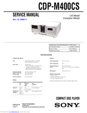 Sony CDP-M400CS Operating Instructions  (CDPM400CS) Service Manual