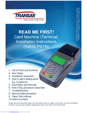 Transax VeriFone Vx510 Installation Instructions Manual