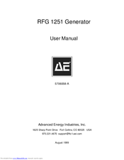 Advanced Energy RFG 1251 User Manual