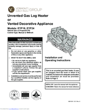 Vermont Castings EYF18 Installation And Operating Instructions Manual