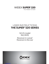 Widex S2-VS THE SUPER 220 SERIES User Instructions