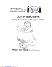 Parish SSS 1500B Owner's Instructions Manual
