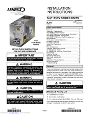 Lennox SLO183BF101/114V42 Installation Instructions Manual