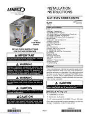 Lennox SLO183BF135/150V60 Installation Instructions Manual