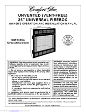 Comfort Glow CGFB36CA Owner's Operation And Installation Manual
