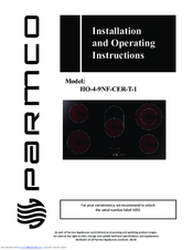 Parmco HO-4-9NF-CER-T-1 Installation And Operating Instructions Manual
