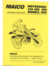 Maico Motocross 490 Technical Data, Owner's Manual