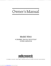 Audio Research SDA1 Owner's Manual