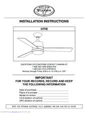 Canarm CITIE Installation Instructions Manual