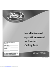 Hunter 23348 Installation And Operation Manual