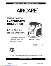 AirCare EA12 SERIES Use And Care Manual