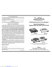 Broil King PCR-1B, PCR-1S, PCR-2S Use & Care Manual