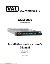 VAL Avionics COM 2000 Installation And Operator's Manual