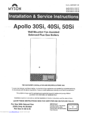 Myson Apollo 50Si Installation & Service Instructions Manual