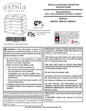 Astria MM49VF Installation And Operation Instructions Manual