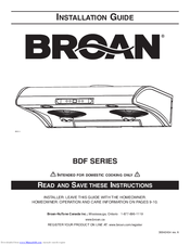 Broan BDF SERIES Installation Manual