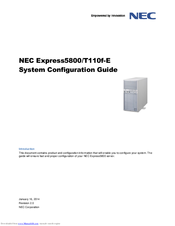NEC Express5800/T110f-E System Configuration Manual