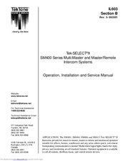 TekTone Tek-SELECT II SM404 Operation, Installation And Service Manual