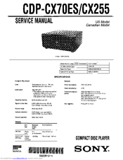 Sony CDP-CX255 - 200 Disc Cd Changer Service Manual