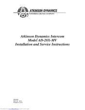 Atkinson Dynamics AD-28X-MV Installation Instructions Manual