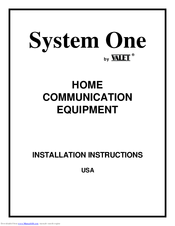 Valet System One Installation Instructions Manual