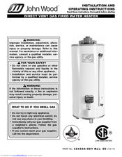 John Wood 324334-001 Installation And Operating Instructions Manual