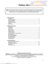 Protherm 100 User Instructions