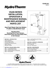 Hydrotherm VGA-175B Installation, Operation & Maintenance Manual And Replacement Parts List