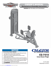 TuffStuff CalGym CG-7515 Owner's Manual