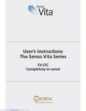 Widex SV-CIC User Instructions