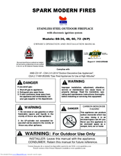 Spark modern fires SS-72-P Owner's Operation And Installation Manual