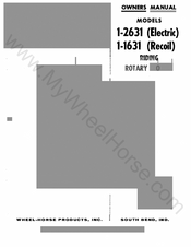 Wheel Horse 1-2631 Owner's Manual
