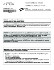 Astria Blaze&Glow18TP Installation And Operation Instructions Manual
