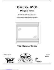 Osburn Designer DV36 Installation And Operation Instructions Manual