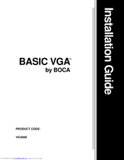 Boca BASIC VGA VGA006 Installation Manual