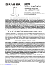 Faber DAMA Use And Care Manual
