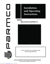 Parmco HO-4-6NF-ZLINDUCT Installation And Operating Instructions Manual