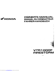 Honda VTR1000F Firestorm Owner's Manual